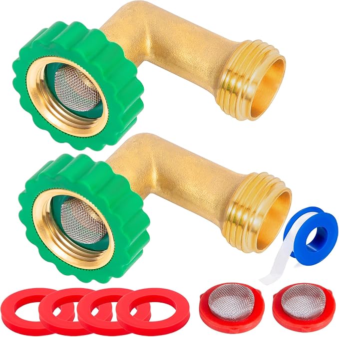 Lead-Free Brass 90°Hose Elbow Fitting, 90 Degree Hose Saver Green Quick Swivel by Breezliy