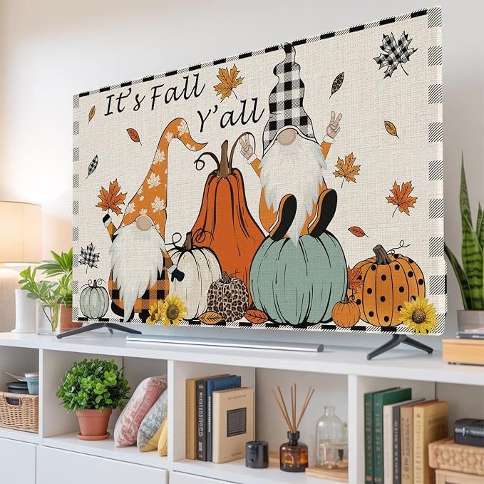 Thanksgiving Gnome Pumpkin Indoor TV Cover, Elastic TV Screen Protector Fall - Image 6