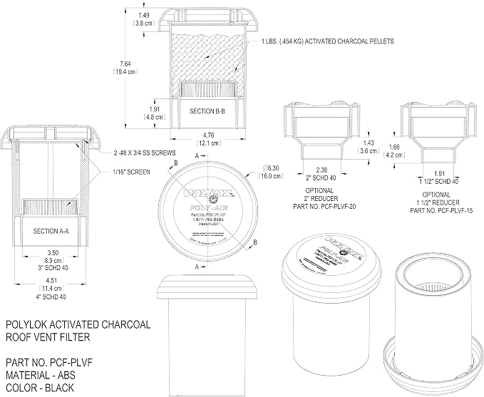 Polylok 2" Poly-Air™ Activated Carbon Vent Filter - Image 2