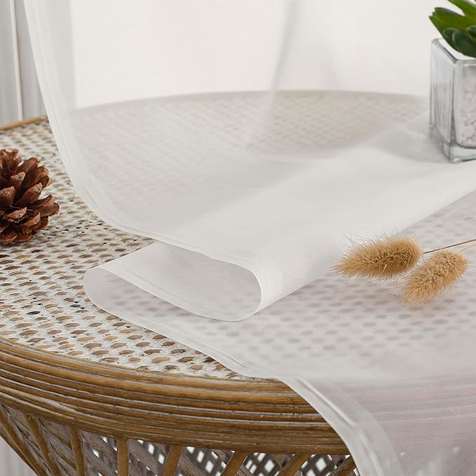 OWENIE Ivory Sheer Curtains 72 Inches Long 2 Panels Set, Transparent Voile Sheer Curtain for Living Room Bedroom Window Sliding Glass Door Treatment, 59 x 72 Inch, Ivory