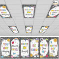 6Pcs Classroom Light Covers for Fluorescent Lights, Composition Inspirational by Shemilly