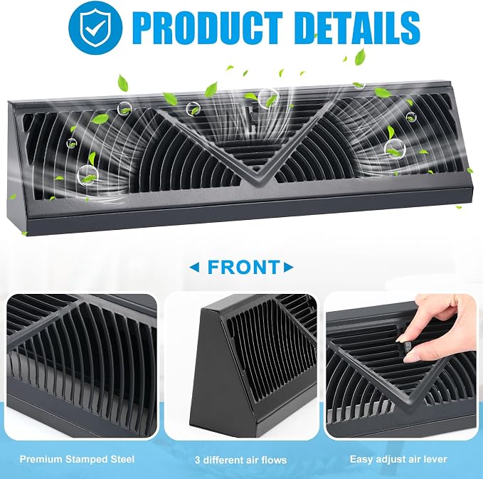 Yaocom 2 Pack Baseboard Register Vent 24 Inch Duct Opening Size Vent Covers - Image 3