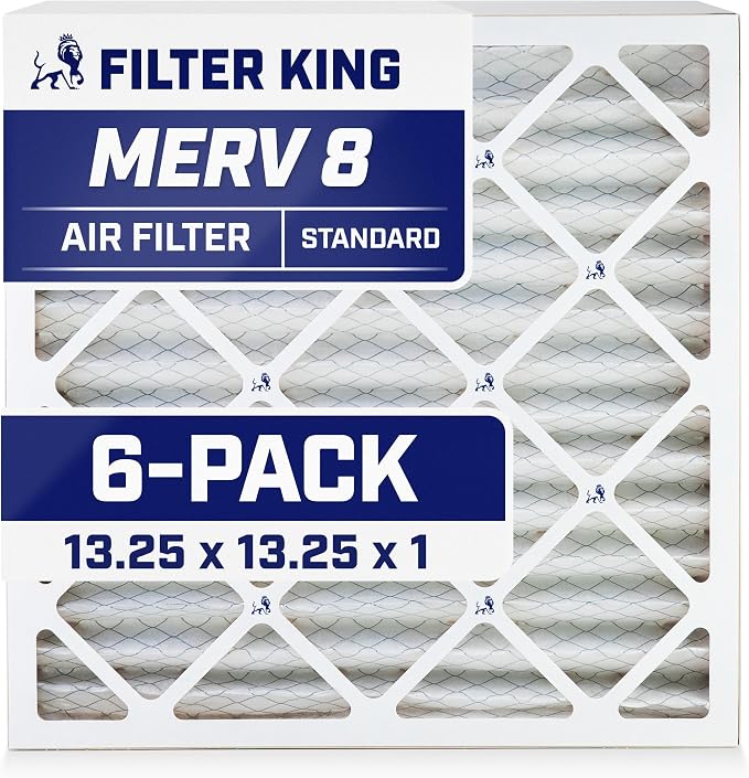Filter King 13.25x13.25x1 Air Filter | 6-PACK | MERV 8 HVAC Pleated A/C Furnace by FilterKing