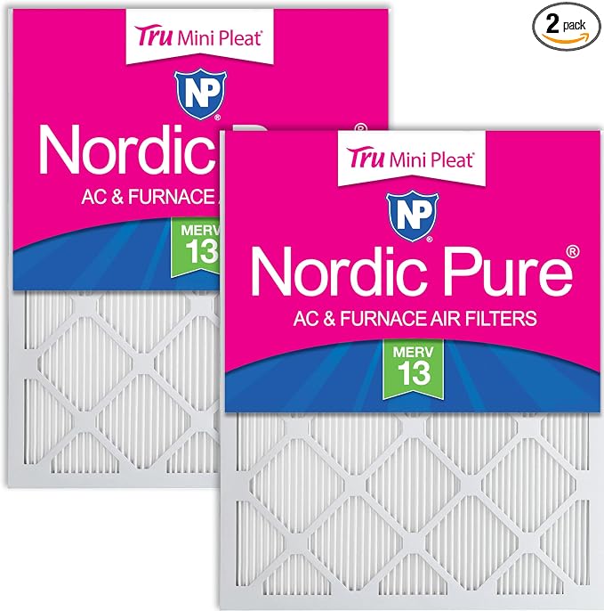 Nordic Pure 18x20x1 Tru Mini Pleat MERV 13 AC Furnace Air Filters 2 Pack | by NordicPure