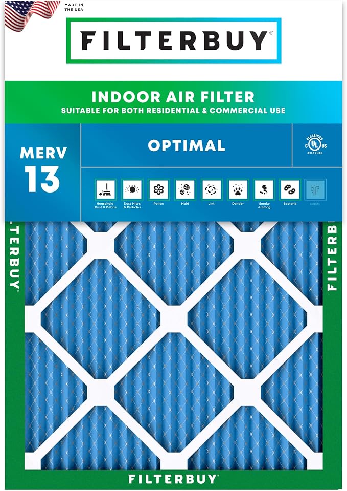 Filterbuy 16x22x1 Air Filter MERV 13 Optimal Smoke & Allergy Defense, by Filterbuy