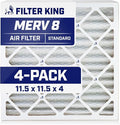 Filter King 11.5x11.5x4 Air Filter | 4-PACK | MERV 8 HVAC Pleated A/C Furnace by FilterKing