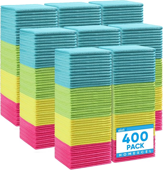 HOMEXCEL Microfiber Cleaning Cloth, 400 Pack Cleaning Towels by HOMEXCEL