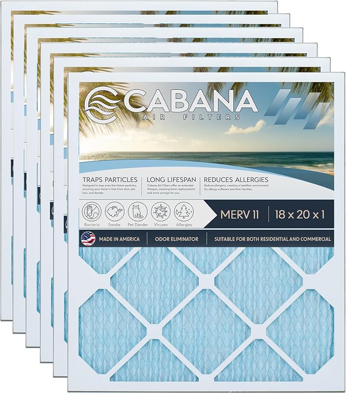 Cabana Filters 6-Pack 18x20x1 MERV 11 AC Furnace Air Filter by CabanaAirFilters