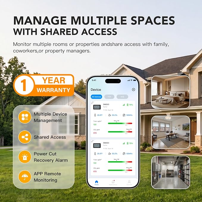 Smart WiFi Indoor Air Quality Monitor, Remote CO2, Temperature, TVOC & Air - Image 4