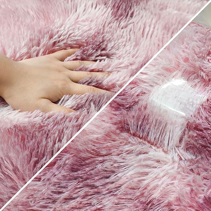 Tie-Dyed Blush 2x8 Machine Washable Runner Rugs for Hallway Soft Fluffy Shaggy Bedside Rugs for Bedroom Living Room Indoor Floor Carpet for Kids Girls and Boys Nursery Rooms Home Decor Aesthetic