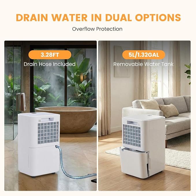 30Pints Dehumidifier with Drain Hose, 000 Sq.Ft Dehumidifier - Image 4