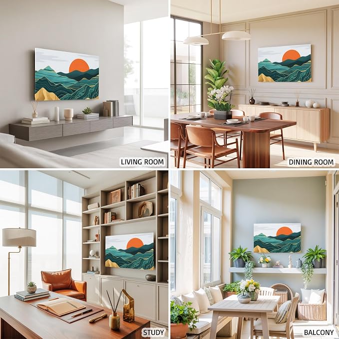 Abstract Mountain Range Sun Indoor TV Cover, Elastic TV Screen Protector - Image 6