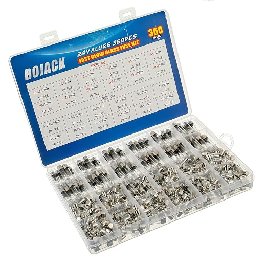 BOJACK 24 Values 360 pcs Fast-Blow Glass Fuses Assortment Kit 5x20mm 250V 0.25 - Image 2