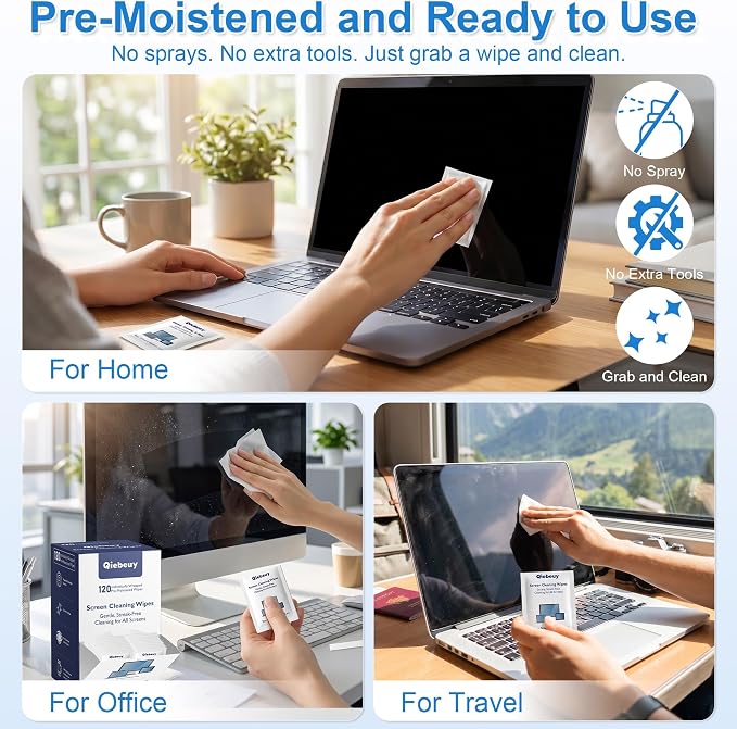 Screen Cleaner Wipes, Car Screen and More, Quick-Dry No Residue Wipes - Image 4