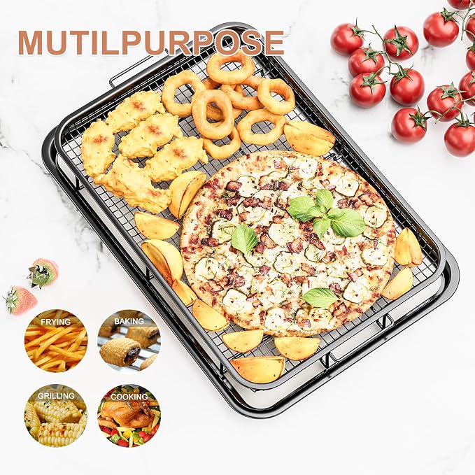 Air Fryer Basket for Oven, 2 Set Air Fryer Basket and Tray Set - Image 8