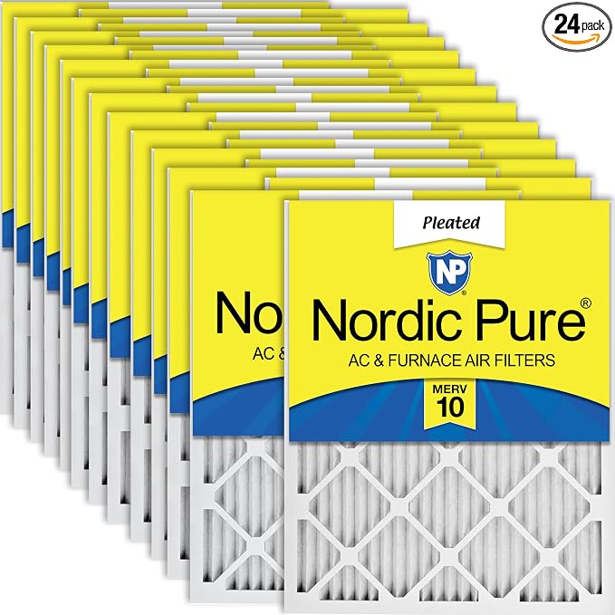 Nordic Pure 20x24x1 Pleated MERV 10 Air Filters 24 Pack by NordicPure
