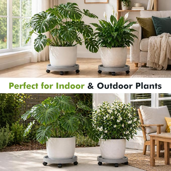 3 Pack Plant Caddy with Wheels Rolling Plant Stand with Wheels 13 Inch Plant - Image 7