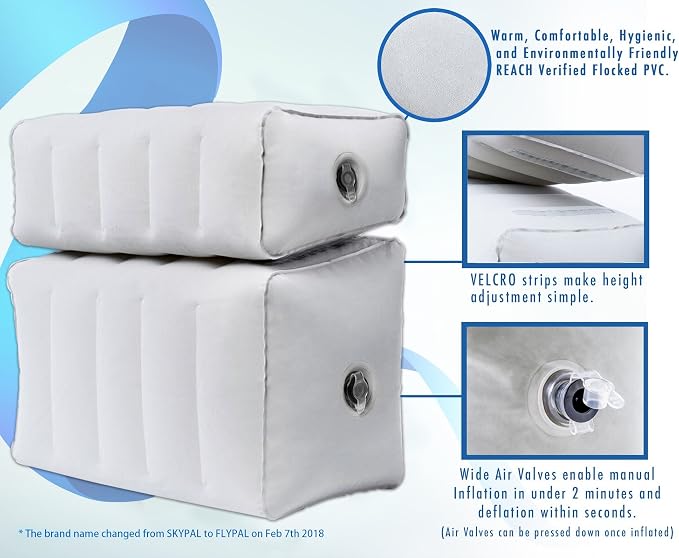 Flypal Inflatable Foot Rest Pillow, Kids Airplane Bed | Adjustable Height Leg - Image 6