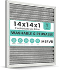 14x14x1 Reusable Air Filter, Electrostatic HVAC AC Furnace Filter, Merv 8 by KEYINGXUAN