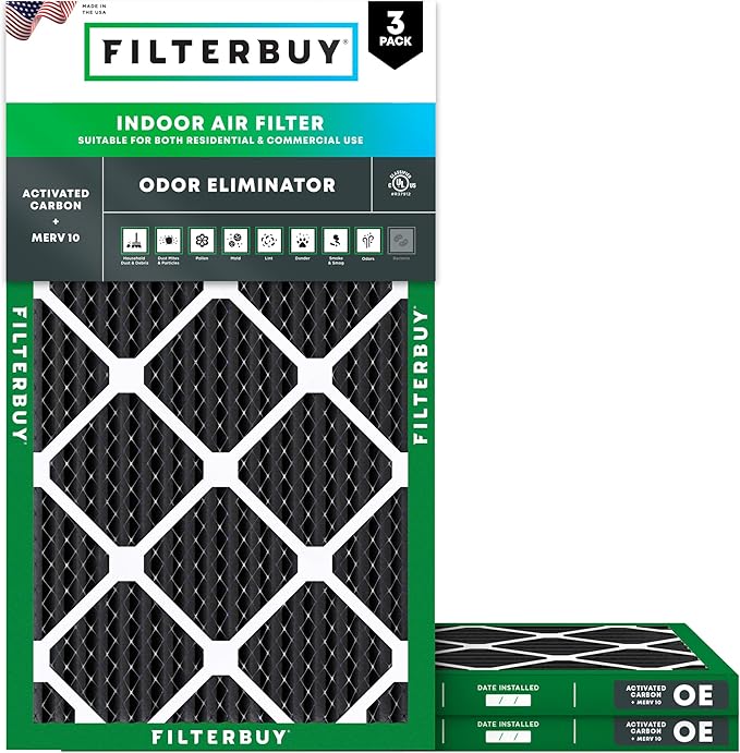 Filterbuy 20x30x1 Air Filter MERV 10 Odor & Allergy Defense by Filterbuy