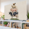 Rustic Cow Pig Sheep Rooster Indoor TV Cover, Elastic TV Screen Protector Farm by Unknown