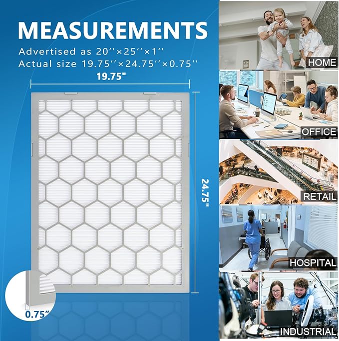 20x25x1 MERV 11 Air Filter, AC Furnace Air Filter, Reusable ABS Plastic Frame - Image 3
