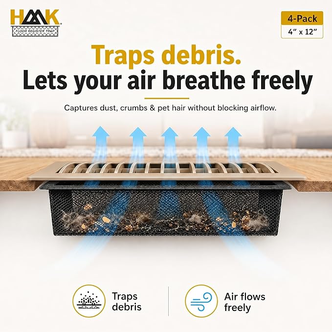 HAAK Floor Vent Filters 4x12 4-Pack – Floor Vent Screen & Mesh Vent Cover - Image 5
