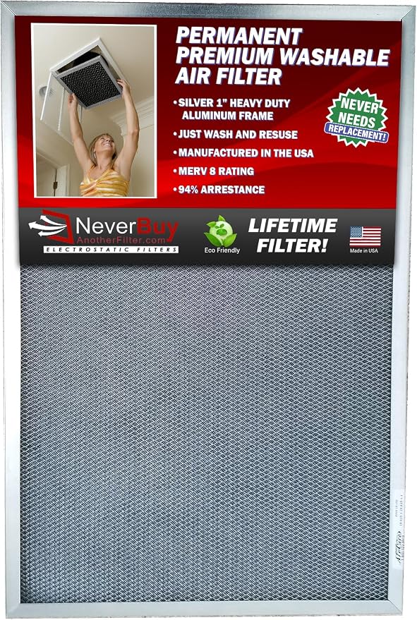 13 x 21-1/2 x 1 Electrostatic Washable Permanent A/C Furnace Air Filter - Image 2