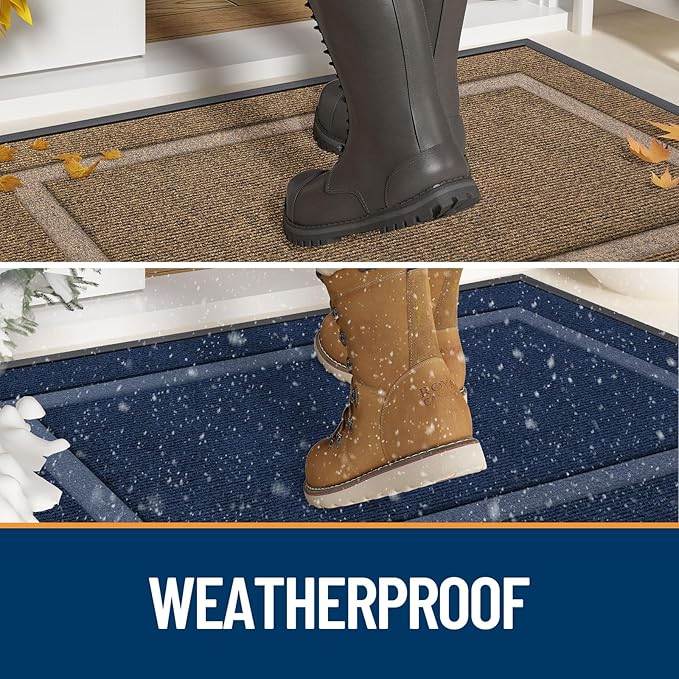 OLANLY Front Door Mat Indoor Outdoor Entrance, Waterproof All-Season, All-Weather Doormat, Sturdy Natural Rubber, Fade Resistant, Low Profile, Easy Clean Patio Porch Entryway Mat, 47x32, Wine Red