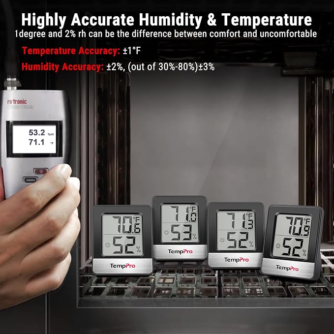 TempPro TP49 3 Pieces Digital Hygrometer Indoor Thermometer Humidity Meter Mini - Image 4