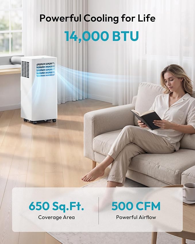 EUHOMY Portable Air Conditioners 14, 000 BTU, Smart 4-in-1 Portable AC Unit - Image 2