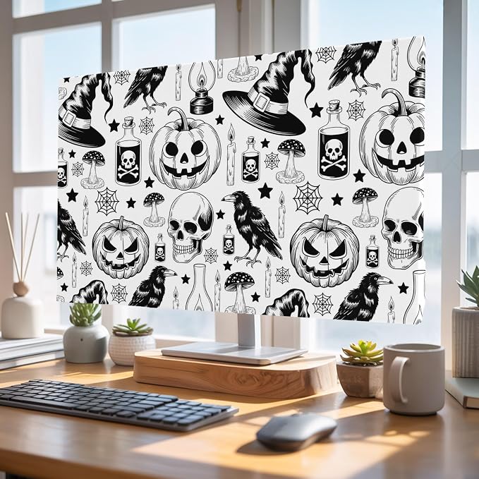 Scary Halloween Witch Hat Pumpkin Indoor TV Cover, Elastic TV Screen Protector - Image 5