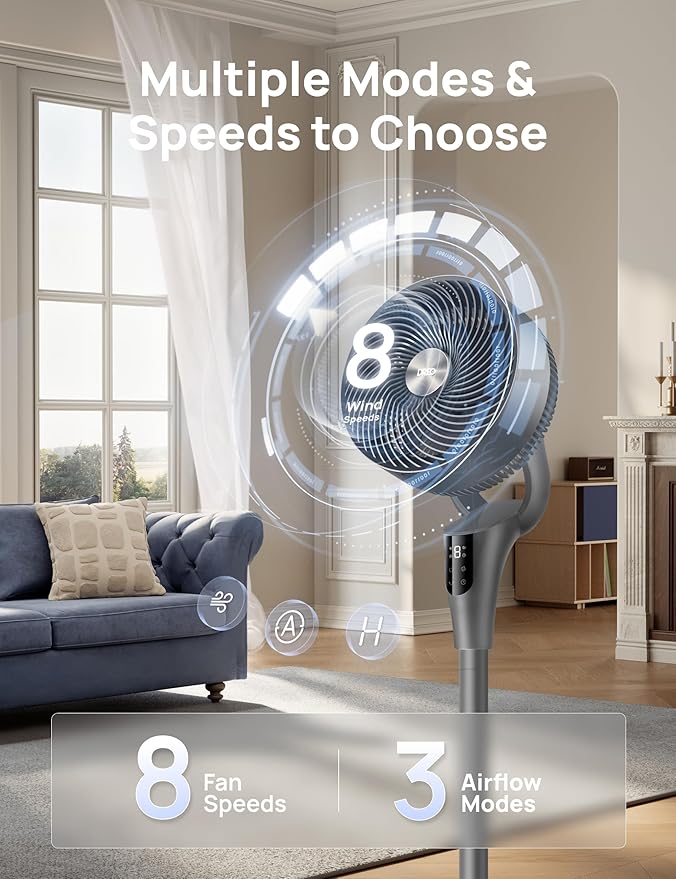 DREO Fan for Bedroom, 2026 Upgraded, 90ft Airflow, 20dB Quiet Fan, 90° - Image 4