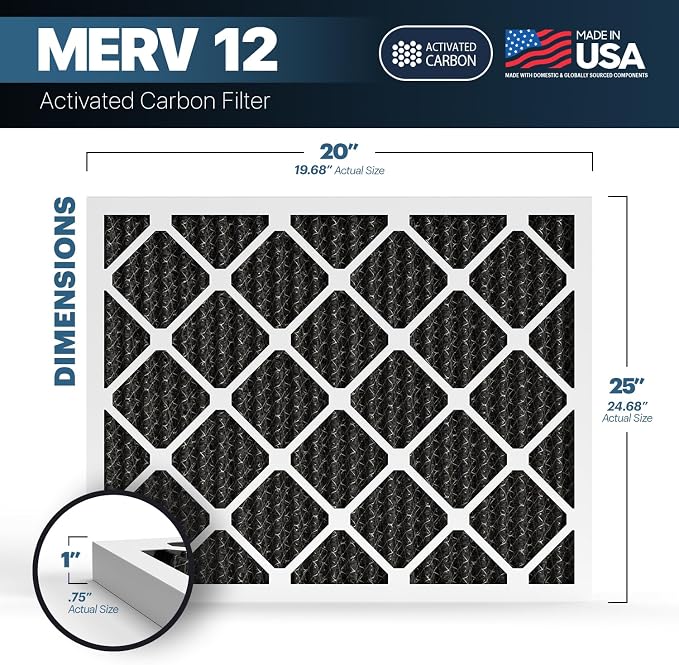 BNX TruFilter 20x25x1 MERV 12 Odor Defense AC Furnace Air Filter - Image 2