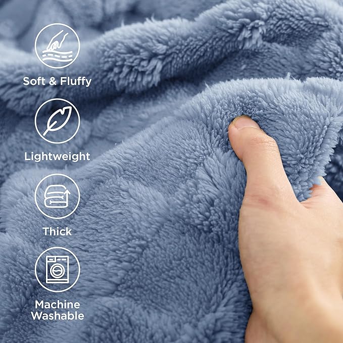 Bedsure GentleSoft Ashley Blue Throw Blanket for Couch - Super Soft Cozy Blankets Gifts for Kids Girls, Cute Small Fleece Throws for Bedroom Home Decor, 50x70 Inches