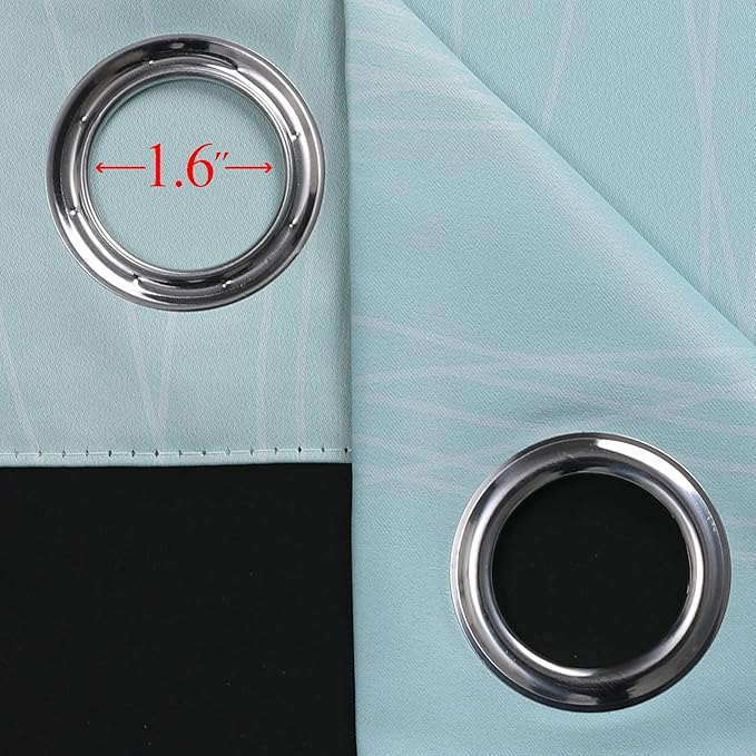 Estelar Textiler Aqua and Beige Blackout Curtains 102 Inch Length 2 Panels Set, Thermal Insulated Ombre Grommet Drapes for Bedroom, Full Room Darkening Gradient Curtains for Living Room,52Wx102L