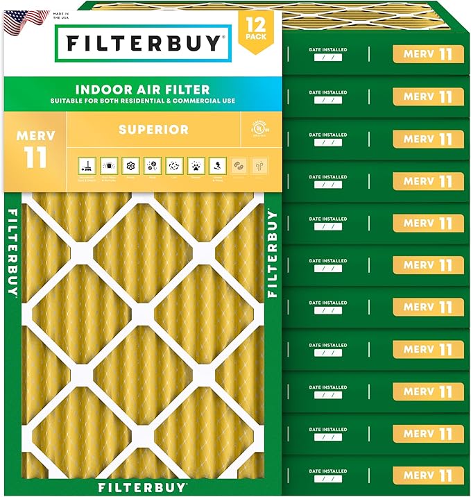 Filterbuy 14x30x2 Air Filter MERV 11 Superior Pet & Allergy Defense, by Filterbuy