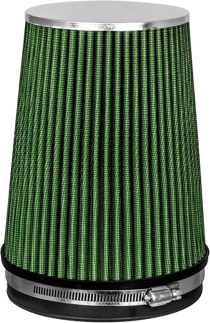 GREEN 3.5" 89 mm Inlet Truck Air Cone Replacement Performance Washable Clamp-On by RtunesRacing