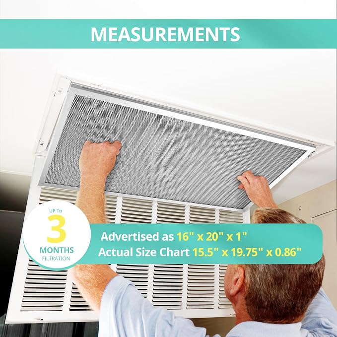 16x20x1 Electrostatic Air Filter, Washable & Reusable Aluminum AC/HVAC Furnace - Image 2