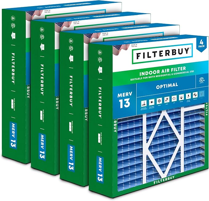 Filterbuy 19x20x5 Air Filter MERV 13 Optimal Smoke & Allergy Defense, Pleated by Filterbuy