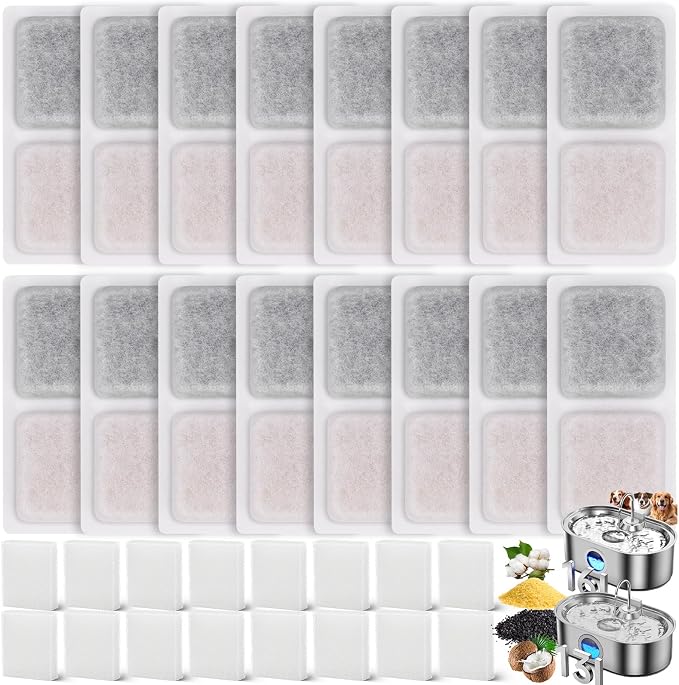 32 Pack Dog Water Filters for 13L/3.4Gal & 16L/4.2Gal Dog Water Fountain by Hoscabss