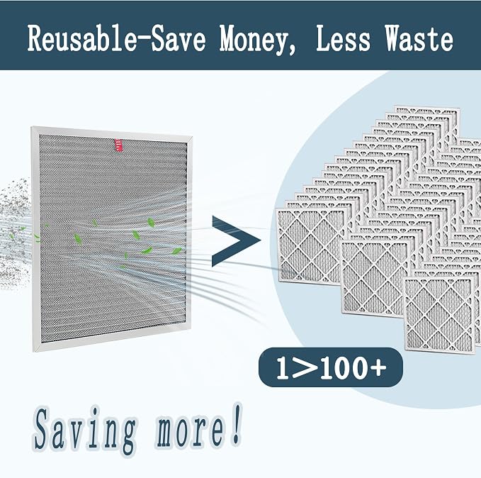 AUC Metal Washable Electrostatic Furnace Air Filter 1 inch, Aluminum Reusable - Image 3