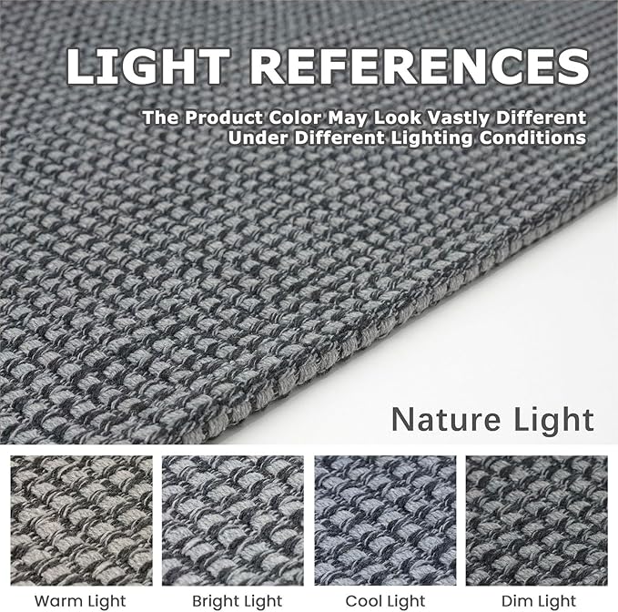 KOZYFLY Runners for Hallways 2x8 ft Washable Kitchen Runner Non Slip Rubber Backed Hall Runners Cotton Entryway Runner Rugs Floor Carpet for Indoor Backdoor Bedroom Kitchen, Grey/Dark Grey