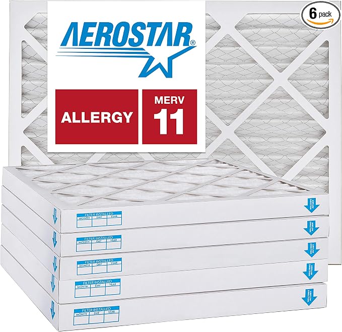 Aerostar 18x18x2 MERV 11, Pleated Air Filter, Box of 6, Made in The USA by AirFiltersDelivered