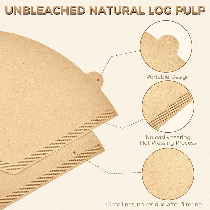 100 Count #4 Cone Coffee Filters 8-12 Cup, Unbleached Natural Paper, Disposable - Image 3