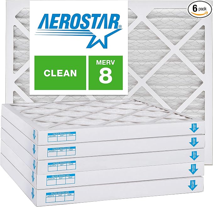 Aerostar 12x24x2 MERV 8, Pleated Air Filter, Box of 6, Made in the USA by AirFiltersDelivered