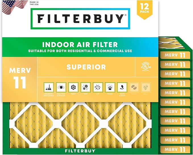 Filterbuy 22x22x1 Air Filter MERV 11 Superior Pet & Allergy Defense, by Filterbuy