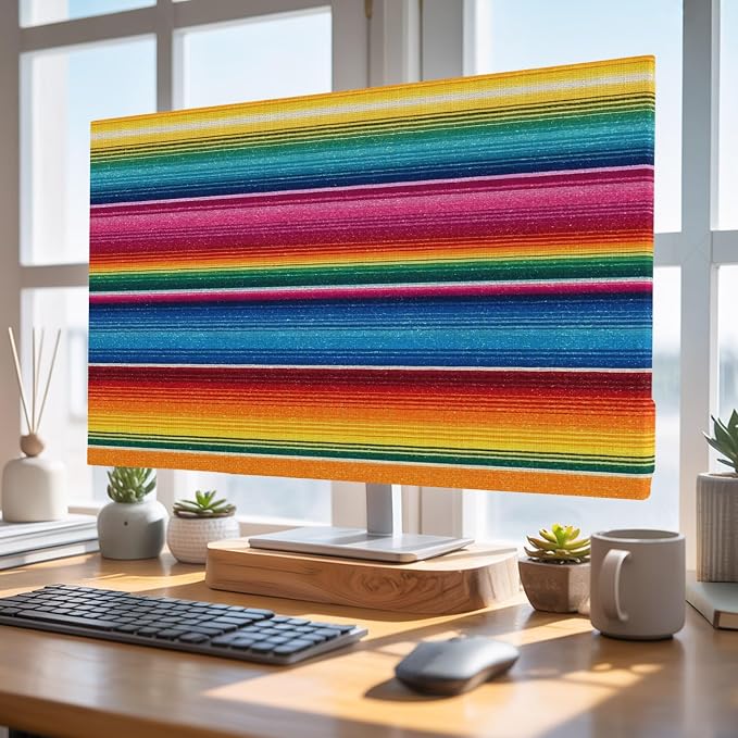 Colorful Mexican Stripe Indoor TV Cover, Elastic TV Screen Protector Rainbow - Image 4