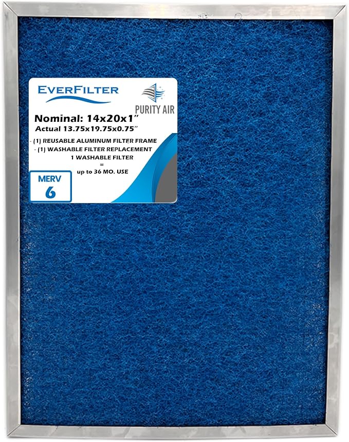 14x20x1 Air Filter MERV 6 Washable Air Filter Media, AC Furnace Filter by PurityAir