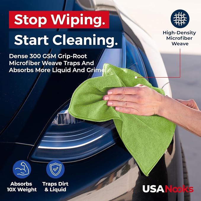 USANOOKS Microfiber Cleaning Cloth Light Green - Image 6